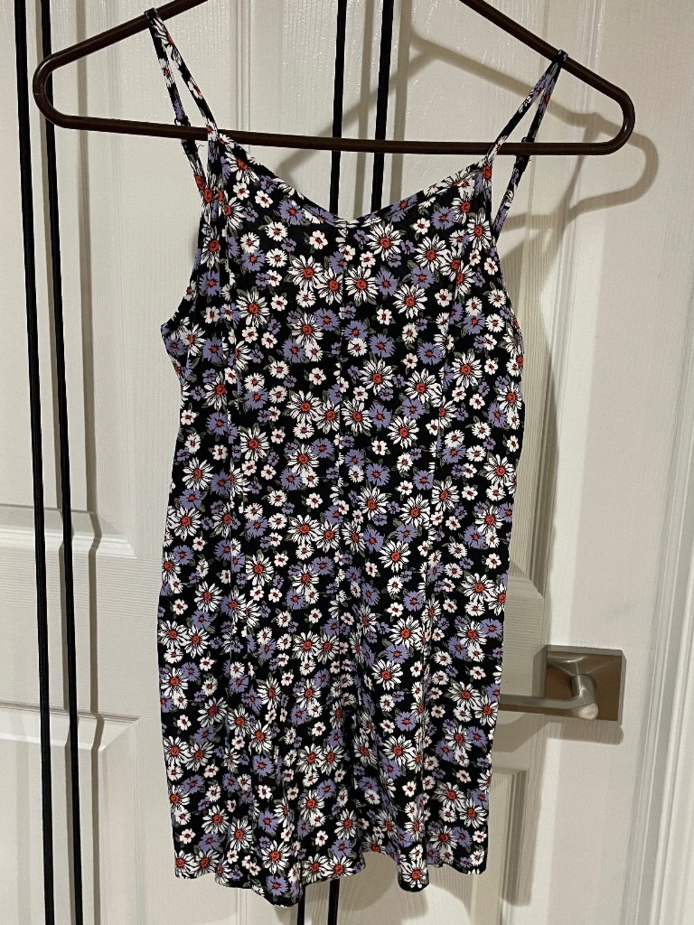 Art Class Girls Floral Romper Dress Black Purple Daisy Print Size L 10/12